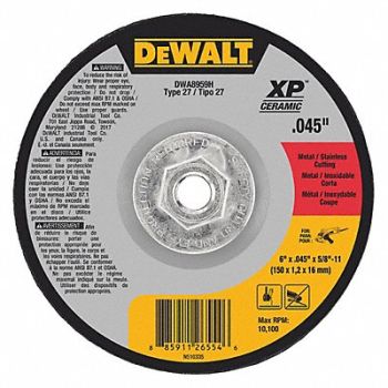 DEWALT Abrasive Cut-Off Wheel 0.045 Thick, 416L03