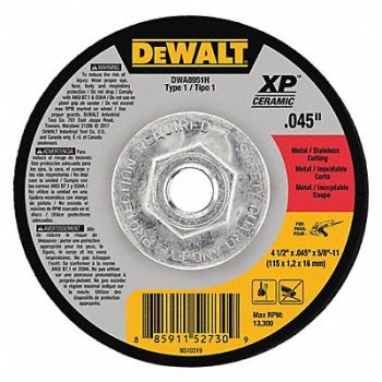 DEWALT Abrasive Cut-Off Wheel 0.045 Thick, 416L05