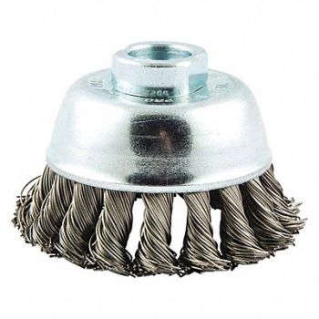 NORTON Knot Wire Cup Brush Threaded Arbor Mount, 416L88
