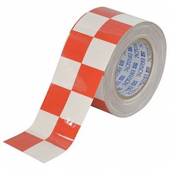 BRADY Floor Tape Red/White 3 inx100 ft Roll, 41E559