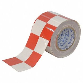 BRADY Floor Tape Red/White 4 inx100 ft Roll, 41E560