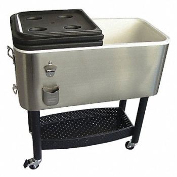 CRESTWARE Cooler 17 gal SS/Plastic Gray/Black, 41G576