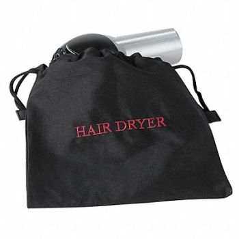 HOSPITALITY 1 SOURCE Hair Dryer Bag 12x12In Black Cotton/Poly, 41H540