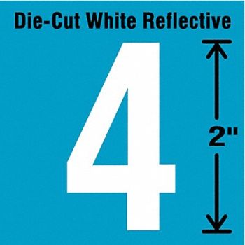 STRANCO INC Die-Cut Refl. Number Label 4 2In H PK5, 41P972