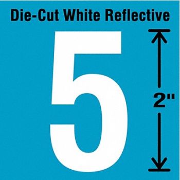 STRANCO INC Die-Cut Refl. Number Label 5 2In H PK5, 41P973