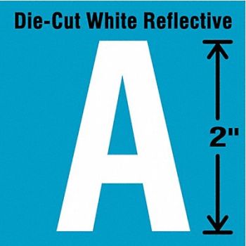 STRANCO INC Die-Cut Refl. Letter Label A 2In H PK5, 41P978