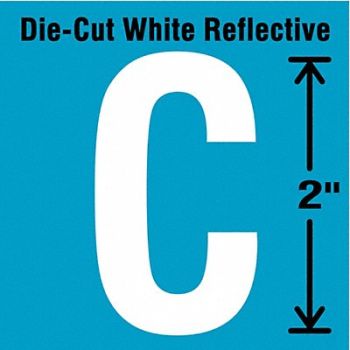 STRANCO INC Die-Cut Refl. Letter Label C 2In H PK5, 41P980
