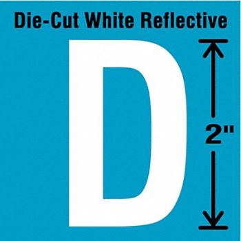 STRANCO INC Die-Cut Refl. Letter Label D 3In H PK5, 41R018