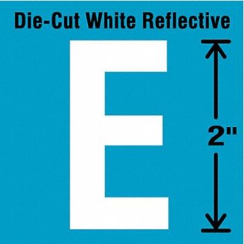 STRANCO INC Die-Cut Refl. Letter Label E 2In H PK5, 41P982
