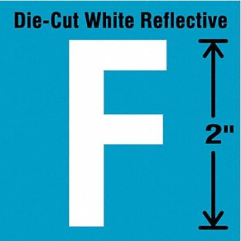 STRANCO INC Die-Cut Refl. Letter Label F 2In H PK5, 41P983