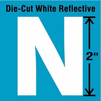 STRANCO INC Die-Cut Refl. Letter Label N 2In H PK5, 41P991