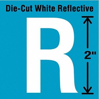 STRANCO INC Die-Cut Refl. Letter Label R 2In H PK5, 41P995