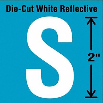 STRANCO INC Die-Cut Refl. Letter Label S 2In H PK5, 41P996