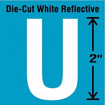 STRANCO INC Die-Cut Refl. Letter Label U 2In H PK5, 41P998