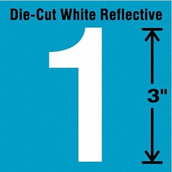STRANCO INC Die-Cut Refl. Number Label 1 3In H PK5, 41R006