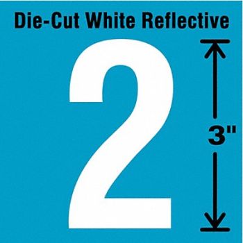STRANCO INC Die-Cut Refl. Number Label 2 3In H PK5, 41R007