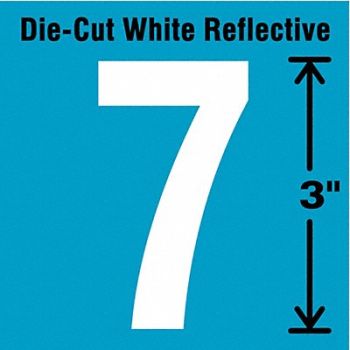 STRANCO INC Die-Cut Refl. Number Label 7 3In H PK5, 41R012