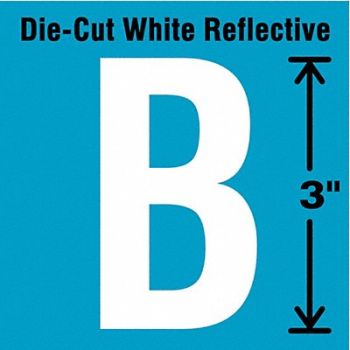 STRANCO INC Die-Cut Refl. Letter Label B 3In H PK5, 41R016