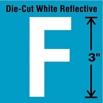 STRANCO INC Die-Cut Refl. Letter Label F 3In H PK5, 41R020