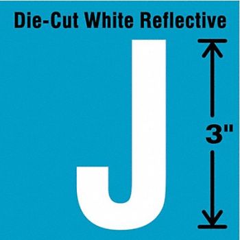 STRANCO INC Die-Cut Refl. Letter Label J 3In H PK5, 41R024
