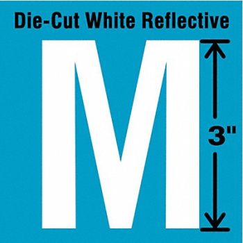 STRANCO INC Die-Cut Refl. Letter Label M 3In H PK5, 41R027