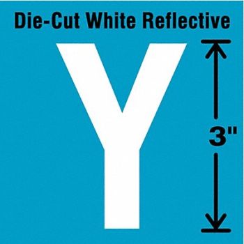 STRANCO INC Die-Cut Refl. Letter Label Y 3In H PK5, 41R039