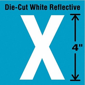 STRANCO INC Die-Cut Refl. Letter Label X 4In H PK5, 41R074