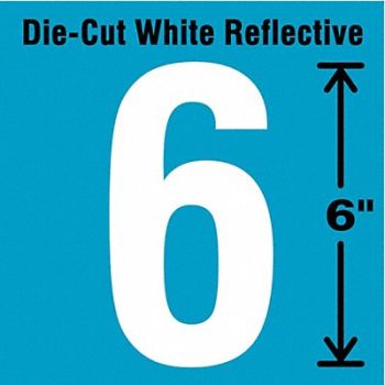 STRANCO INC Die-Cut Reflective Number Label 6 6In H, 41R083