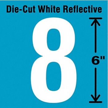 STRANCO INC Die-Cut Reflective Number Label 8 6In H, 41R085