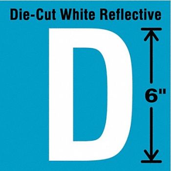 STRANCO INC Die-Cut Reflective Letter Label D 6In H, 41R090