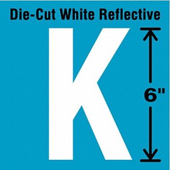 STRANCO INC Die-Cut Reflective Letter Label K 6In H, 41R097