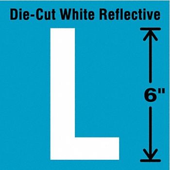 STRANCO INC Die-Cut Reflective Letter Label L 6In H, 41R098