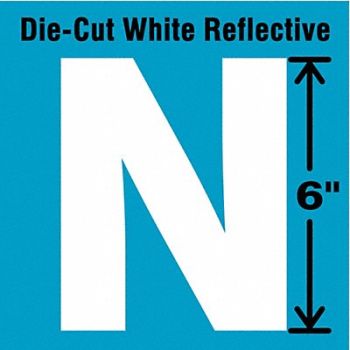 STRANCO INC Die-Cut Reflective Letter Label N 6In H, 41R101