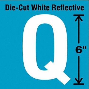 STRANCO INC Die-Cut Reflective Letter Label Q 6In H, 41R104