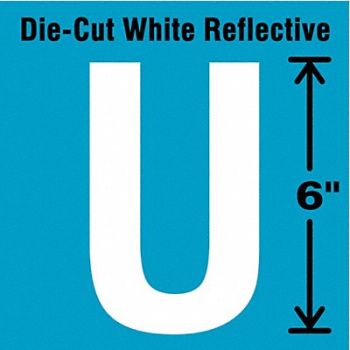 STRANCO INC Die-Cut Reflective Letter Label U 6In H, 41R108