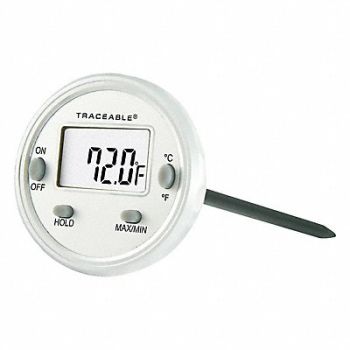 CONTROL COMPANY Waterproof Thermometer LCD Stinlss Steel, 38ZC70