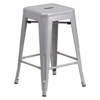 FLASH FURNITURE Stool Welded Legs Silver 24 H, 420G34