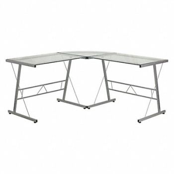 FLASH FURNITURE Office Desk Overall 83-1/2 W Silver Top, 420G73