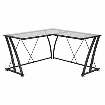 FLASH FURNITURE Office Desk Overall 79 W Black Top, 420G88