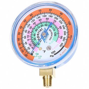 IMPERIAL Gauge 2-1/2 In Dia Low Side Blue 500 psi, 1YRP2