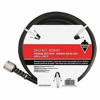 TOUGH GUY Water Hose 5/8 I.D.100 ft PVC, 423H81
