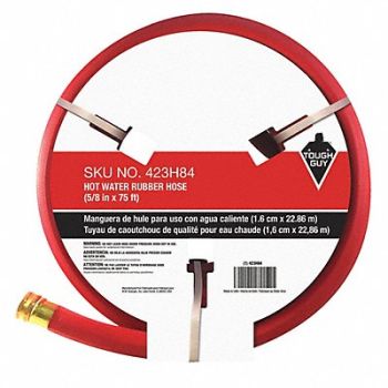 TOUGH GUY Water Hose 5/8 I.D.75 ft Rubber, 423H84