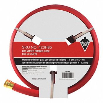 TOUGH GUY Water Hose 3/4 I.D.50 ft Rubber, 423H85