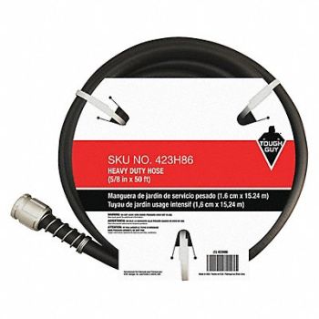 TOUGH GUY Water Hose 5/8 I.D.50 ft PVC, 423H86