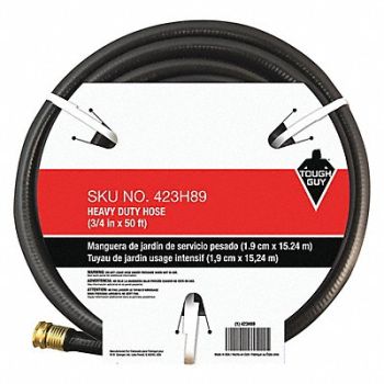 TOUGH GUY Water Hose 3/4 I.D.50 ft PVC, 423H89