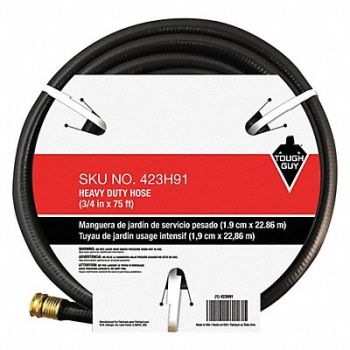 TOUGH GUY Water Hose 3/4 I.D.75 ft PVC, 423H91