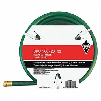 TOUGH GUY Water Hose 3/4 I.D.75 ft PVC, 423H92