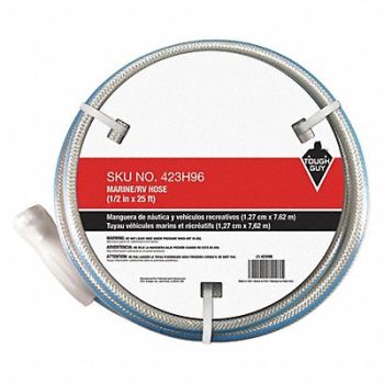 TOUGH GUY Water Hose 1/2 I.D.25 ft PVC, 423H96