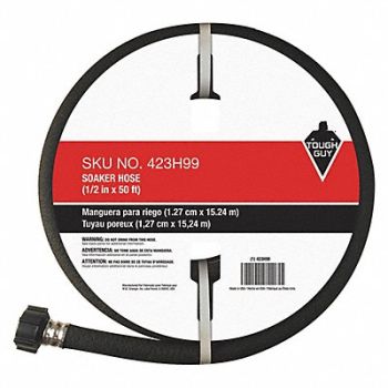 TOUGH GUY Water Hose 1/2 I.D.50 ft PVC, 423H99