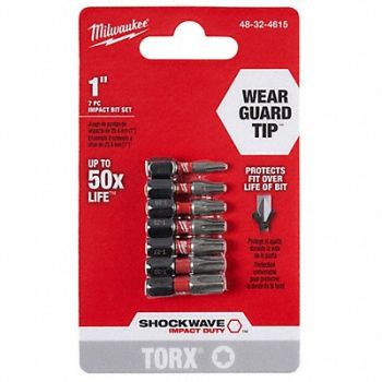 MILWAUKEE Insert Bit Set Torx 1 Hex Tip, 423K46